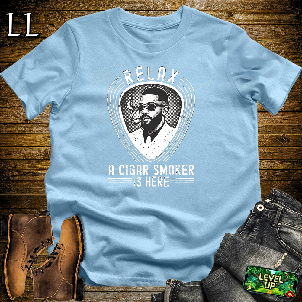 Relax A Cigar Smoker's Here cigar tee in Light Blue by Legacy Layers