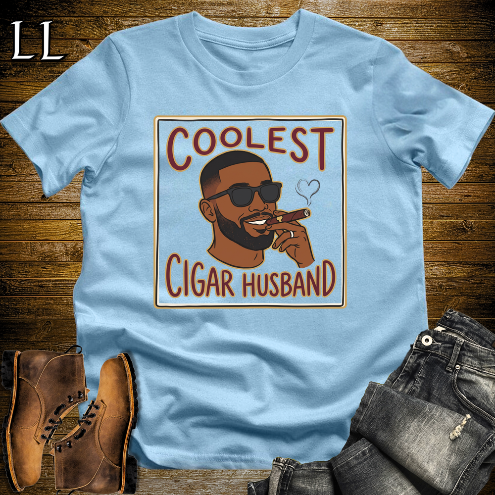 Coolest Cigar Husband cigar tee in Light Blue by Legacy Layers