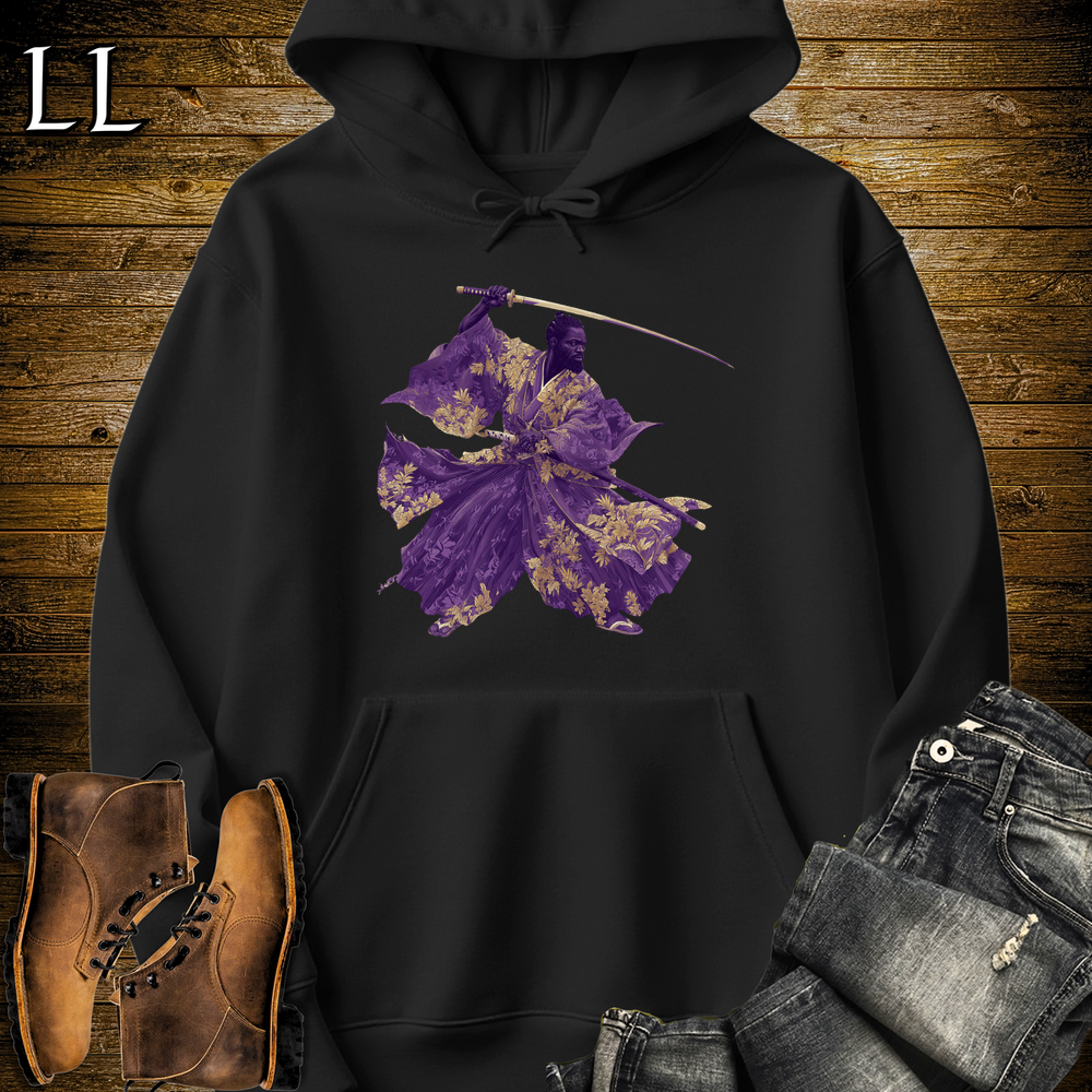 African Gold Blossom Samurai King Hooded Sweatshirt - Black