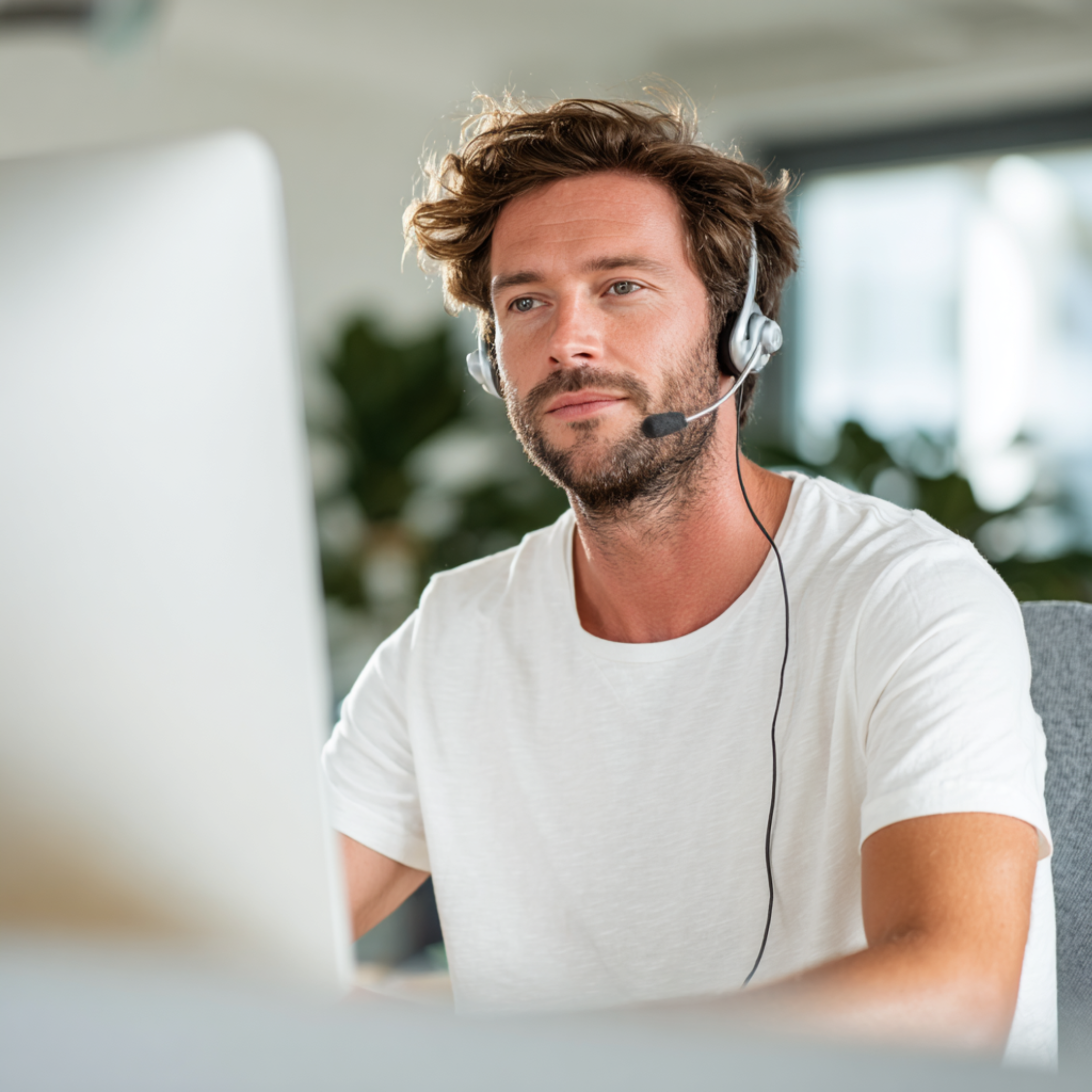 Legacy Layers Customer support team sitting at computer with headset waiting to take your call and support you