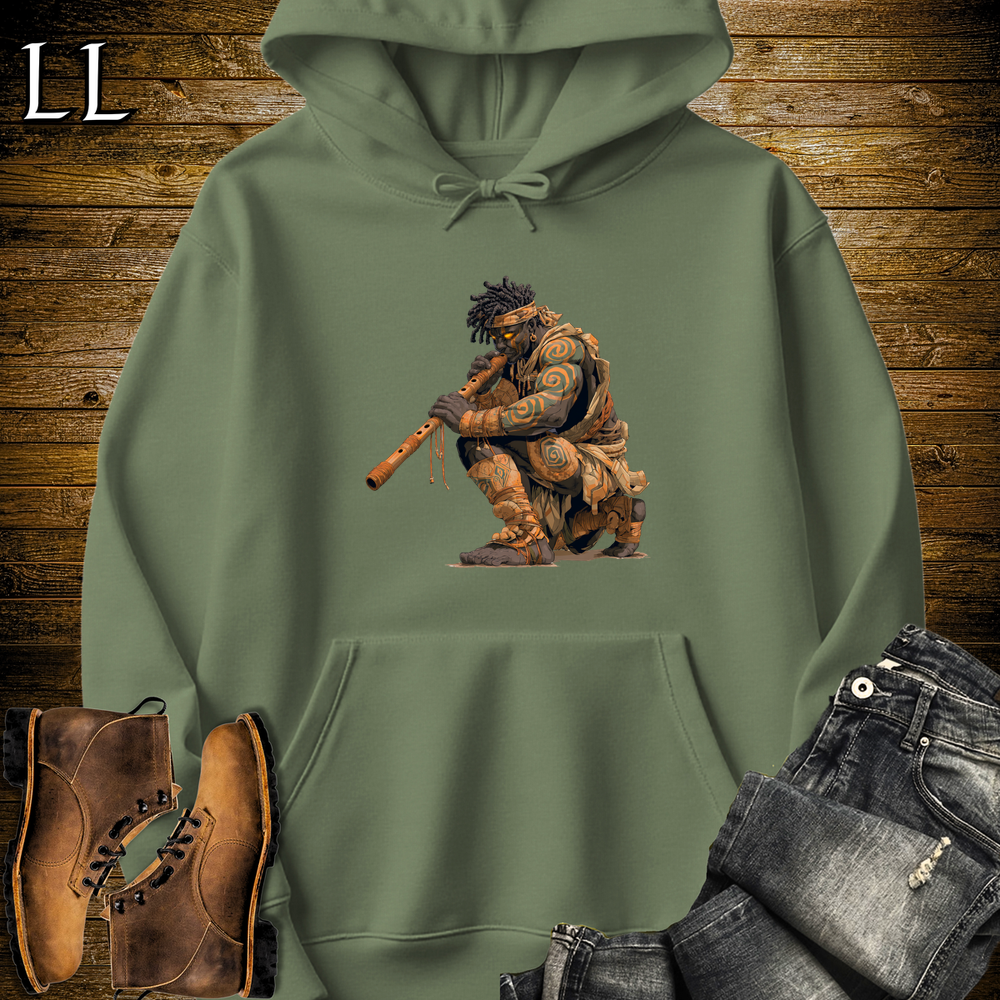 African Blow Dart Warrior Hooded Sweatshirt - Military Green