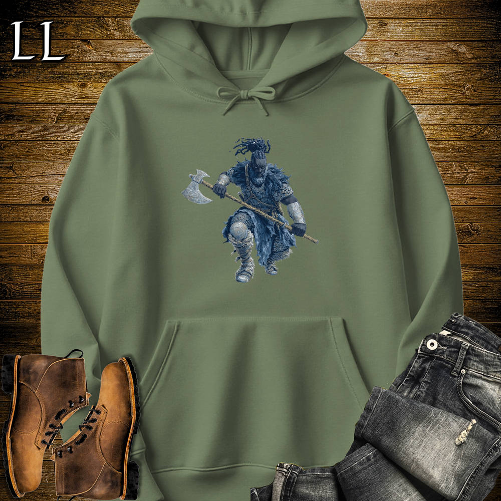 African Blue Viking King Hooded Sweatshirt - Military Green