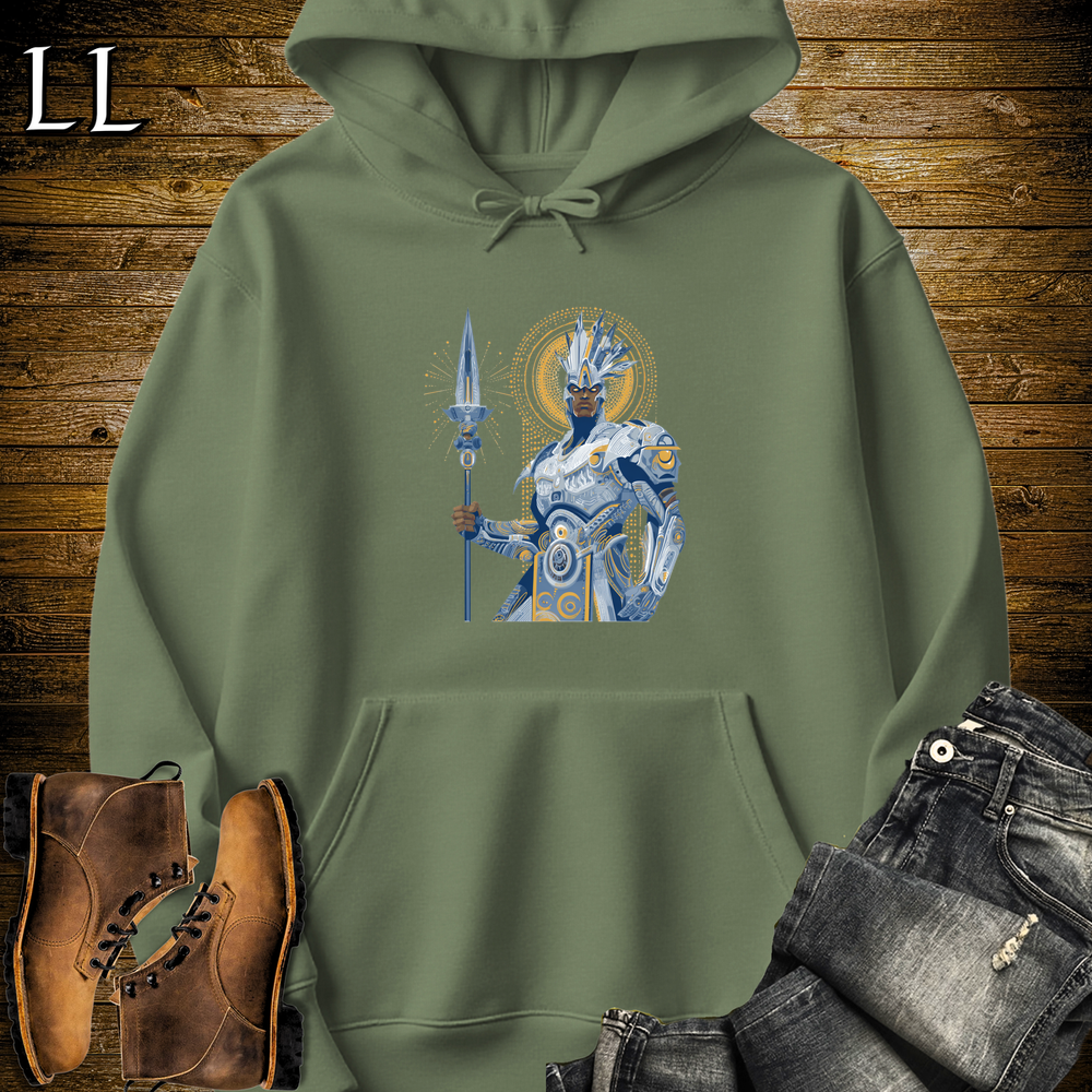 African Future King Hooded Sweatshirt - Military Green