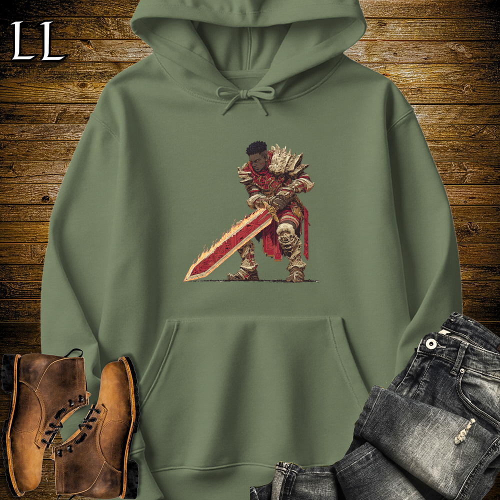 African Flamesword King Hooded Sweatshirt - Military Green