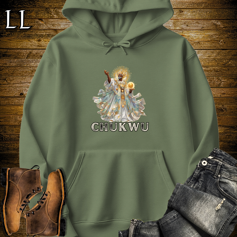 Chukwu African God Hooded Sweatshirt - Military Green