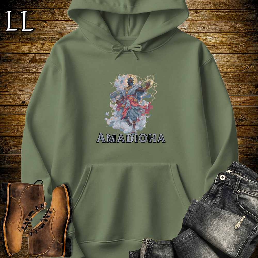 Amadioha African God Hooded Sweatshirt - Military Green