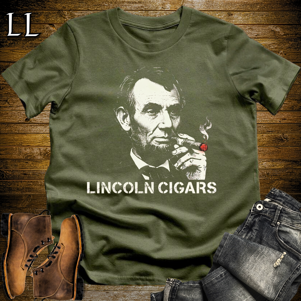 Lincoln Cigars Softstyle Tee Military Green | Patriotic Cigar Tee