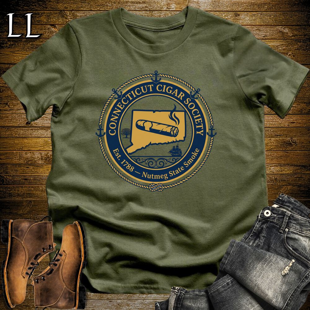 Connecticut Cigar Society Softstyle T Shirt Military Green | Cigar Lover Gift Tee
