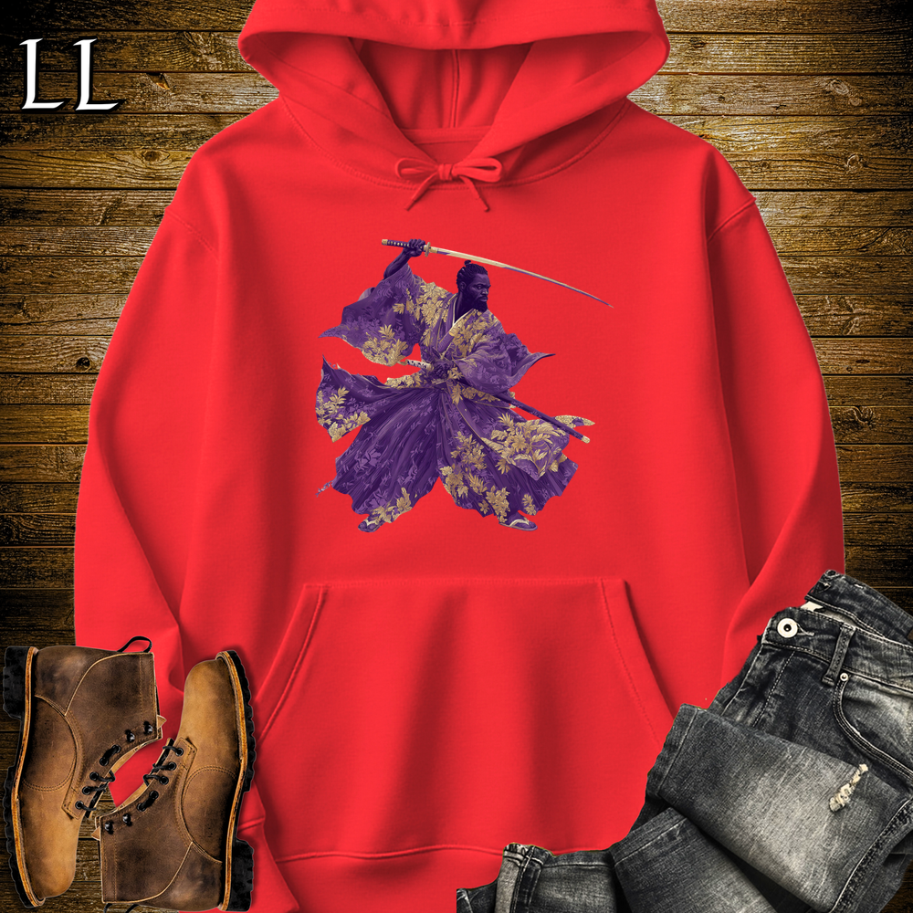 African Gold Blossom Samurai King Hooded Sweatshirt - Red