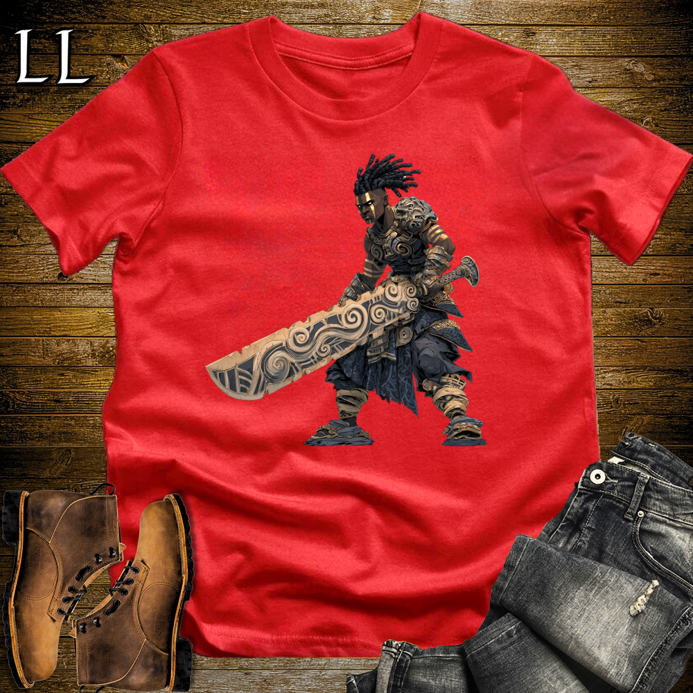 African Ancient God Sword Warrior Softstyle Tee - Red