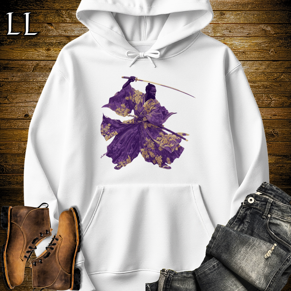 African Gold Blossom Samurai King Hooded Sweatshirt - White