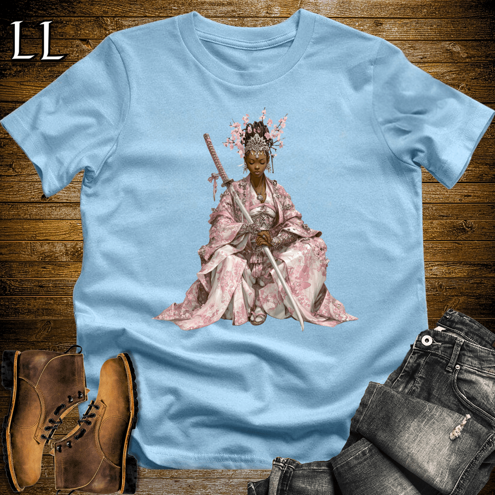 African Cherry Blossom Samurai Queen - Light Blue - LegacyLayers
