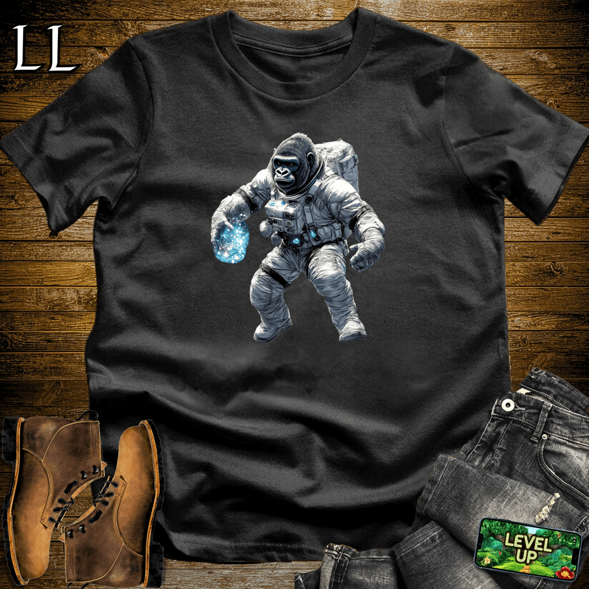 Astronaut Gorilla Softstyle Tee - Black - LegacyLayers