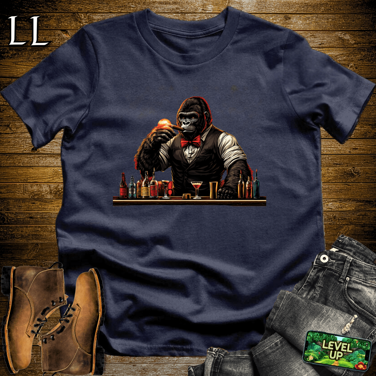Bartender Gorilla Softstyle Tee - Navy - LegacyLayers