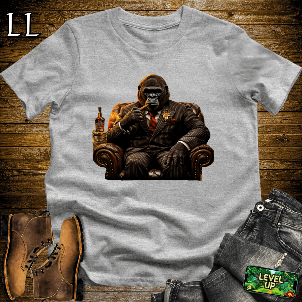 Cigar Gorilla Softstyle Tee - Sport Grey - LegacyLayers