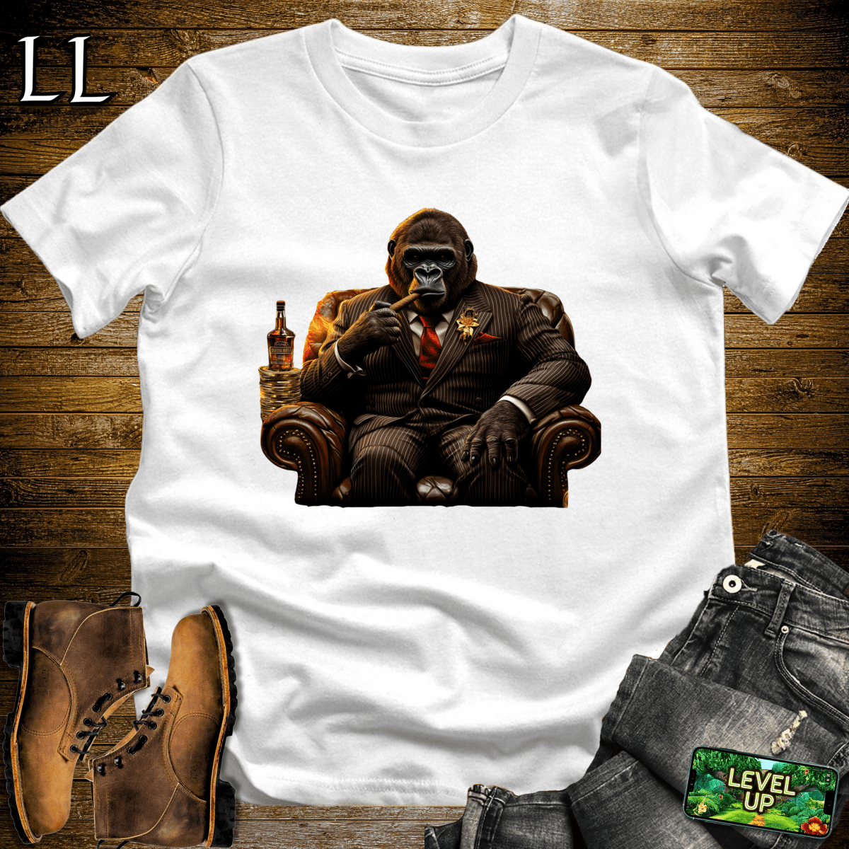 Cigar Gorilla Softstyle Tee - White - LegacyLayers