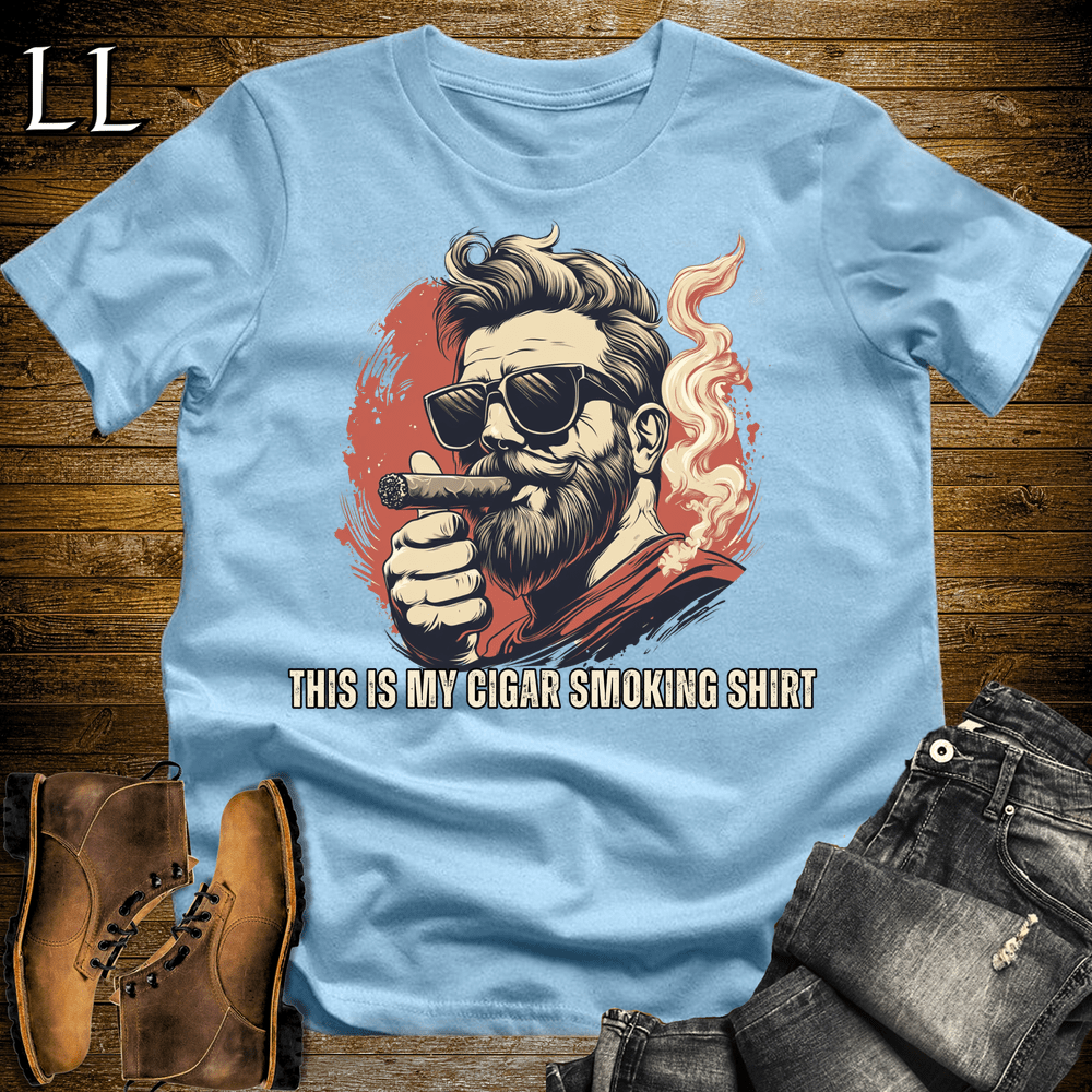 Cigar Smoking Shirt - Light Blue - LegacyLayers
