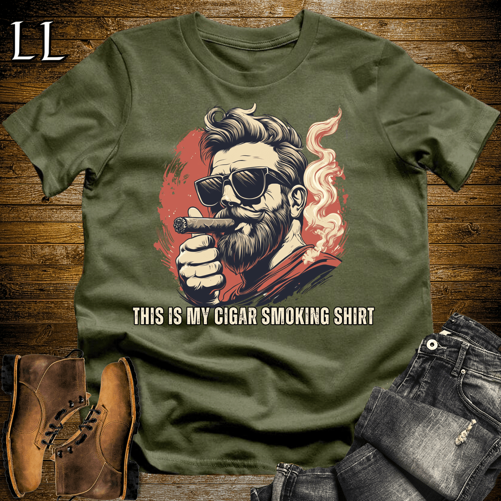 Cigar Smoking Shirt - Military Green - LegacyLayers