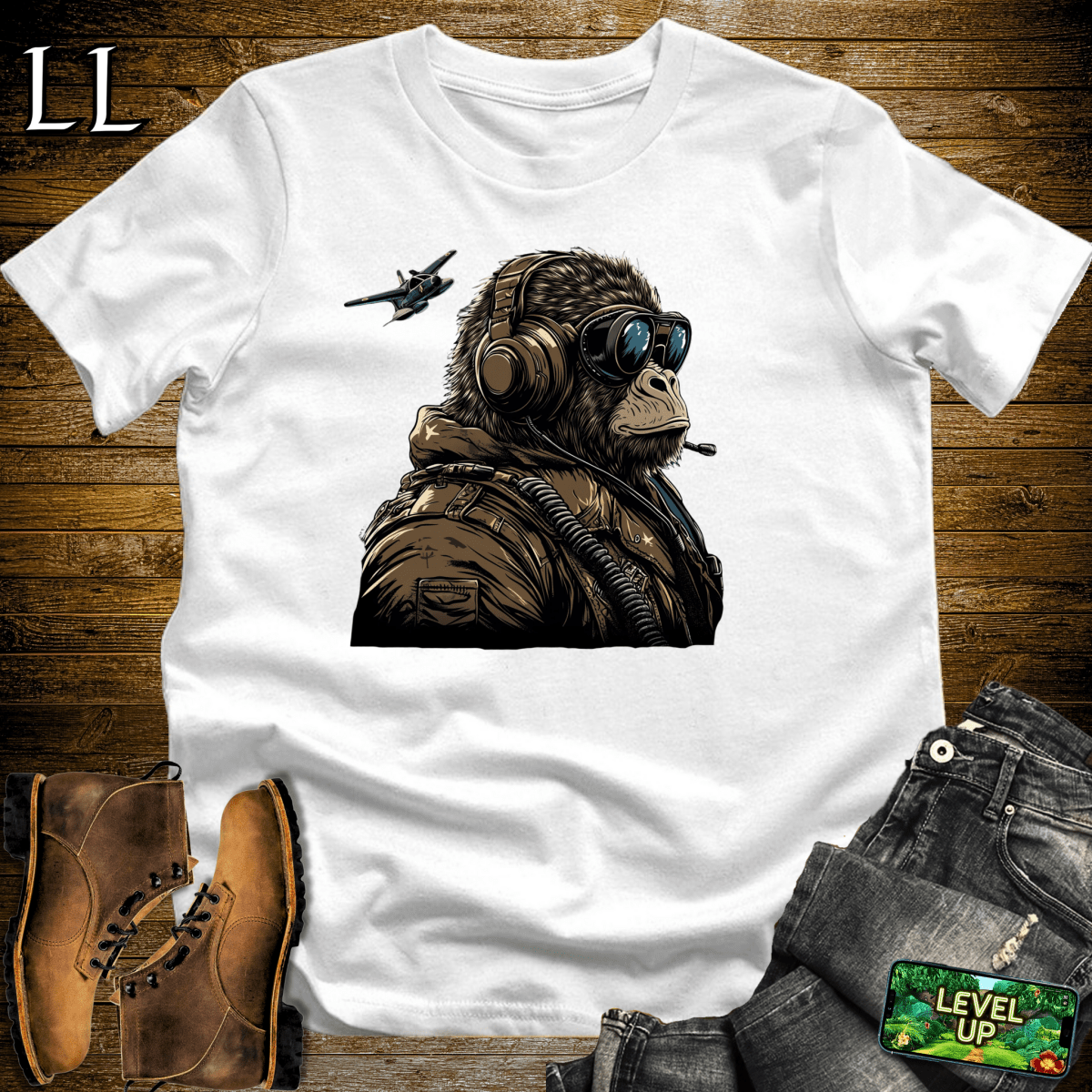 Fighter Pilot Gorilla Softstyle Tee - White - LegacyLayers