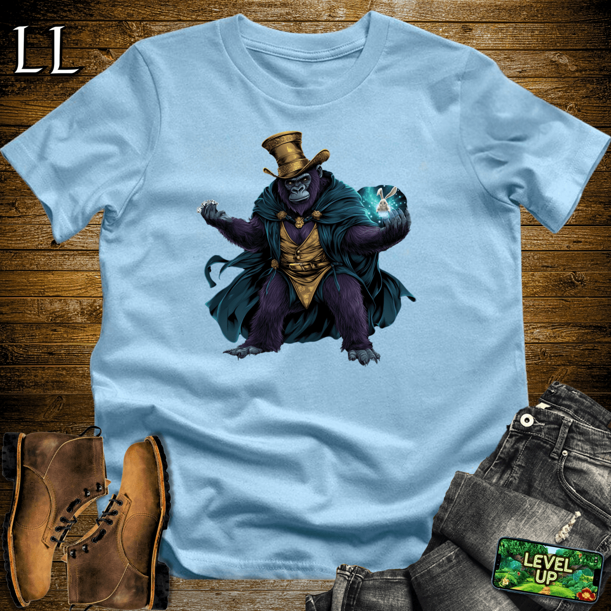 Magician Gorilla Softstyle Tee - Light Blue - LegacyLayers