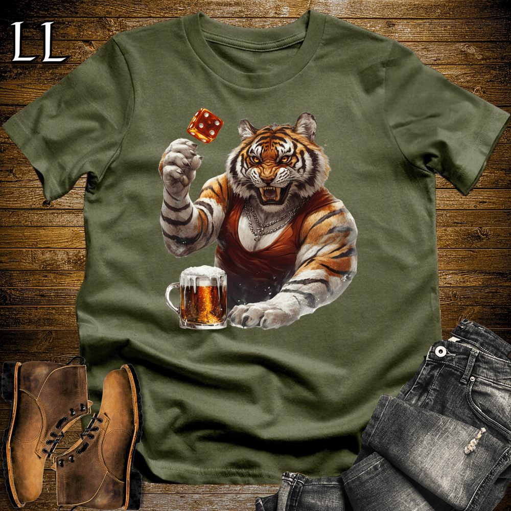 Party Animal Beer Dice Tiger - Military Green - LegacyLayers