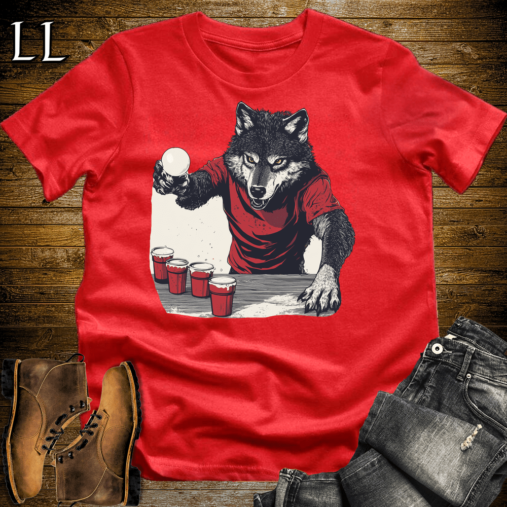 Party Animal Beer Pong Wolf - Red - LegacyLayers