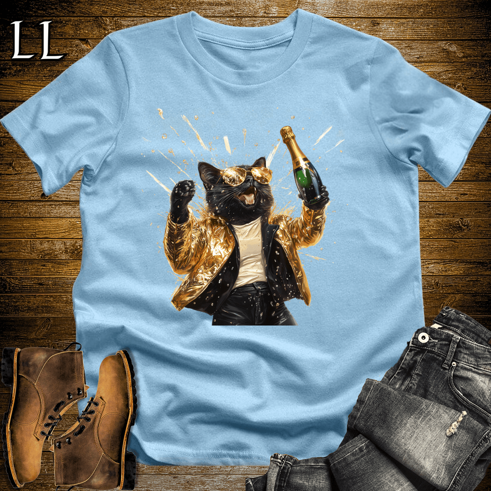 Party Animal Champagne Shower Cat - Light Blue - LegacyLayers