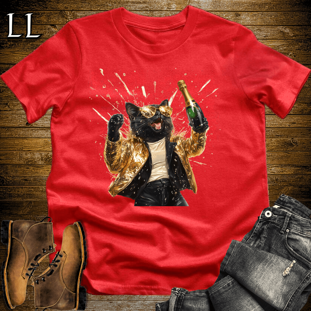 Party Animal Champagne Shower Cat - Red - LegacyLayers