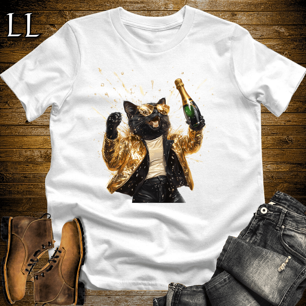 Party Animal Champagne Shower Cat - White - LegacyLayers