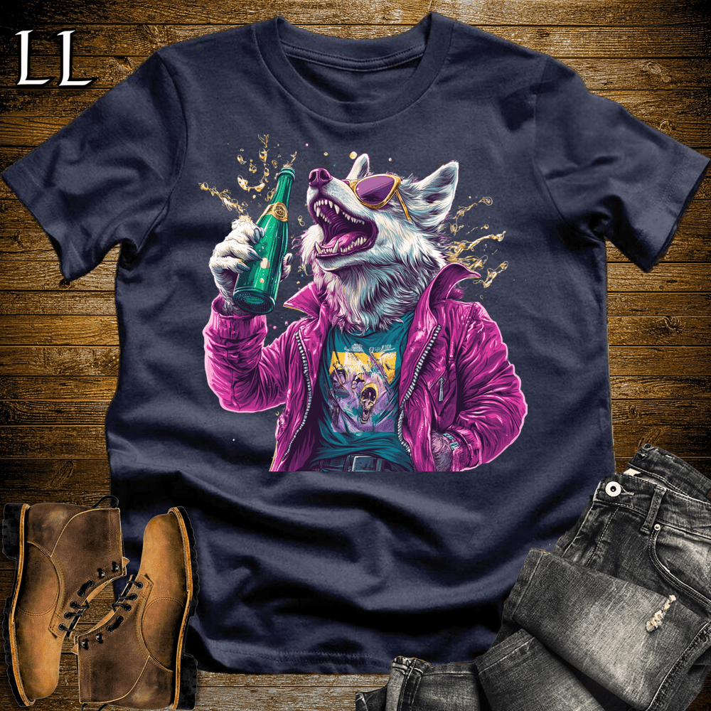 Party Animal Champagne Shower Wolf - Navy - LegacyLayers