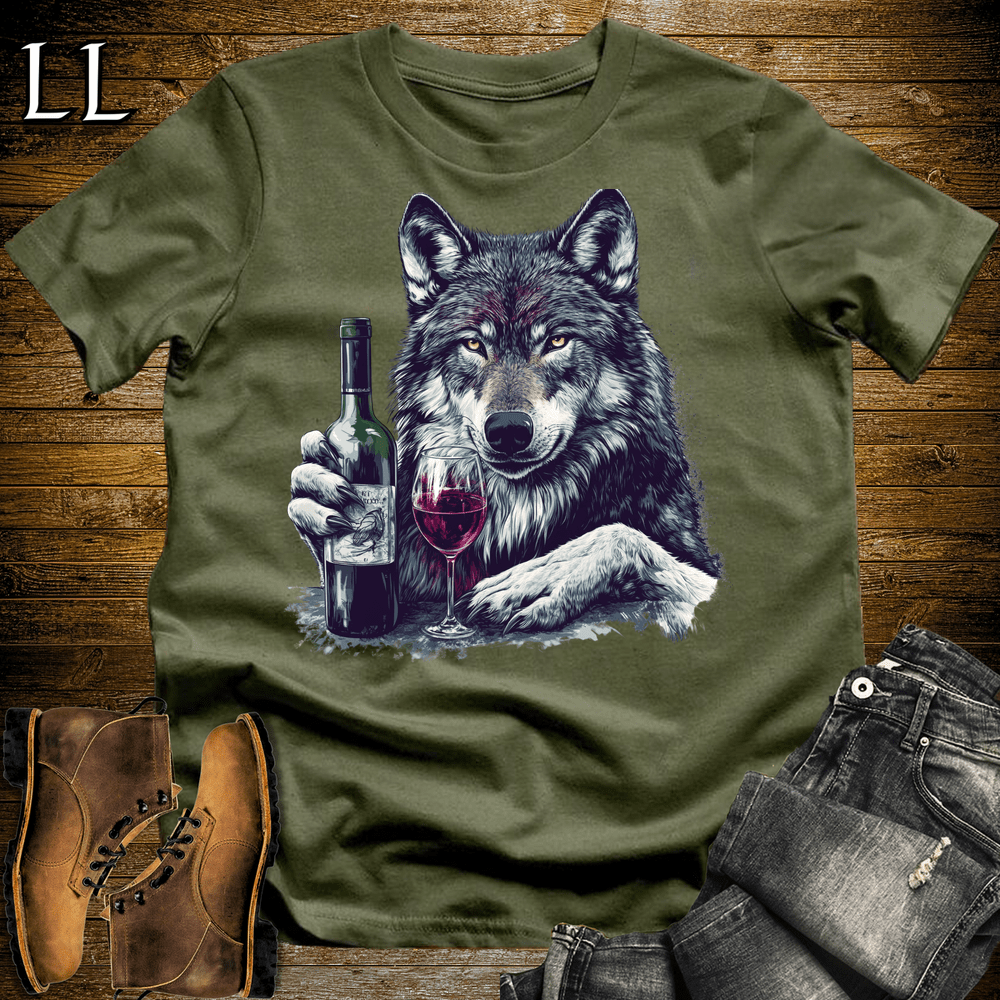 Party Animal Wine Night Wolf - Military Green - LegacyLayers