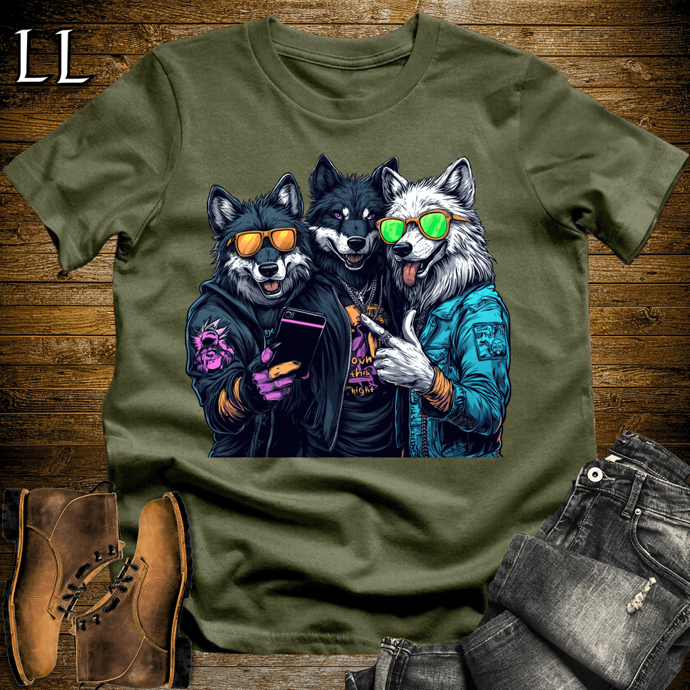 Party Animal Wolf Party Brothers - Military Green - LegacyLayers