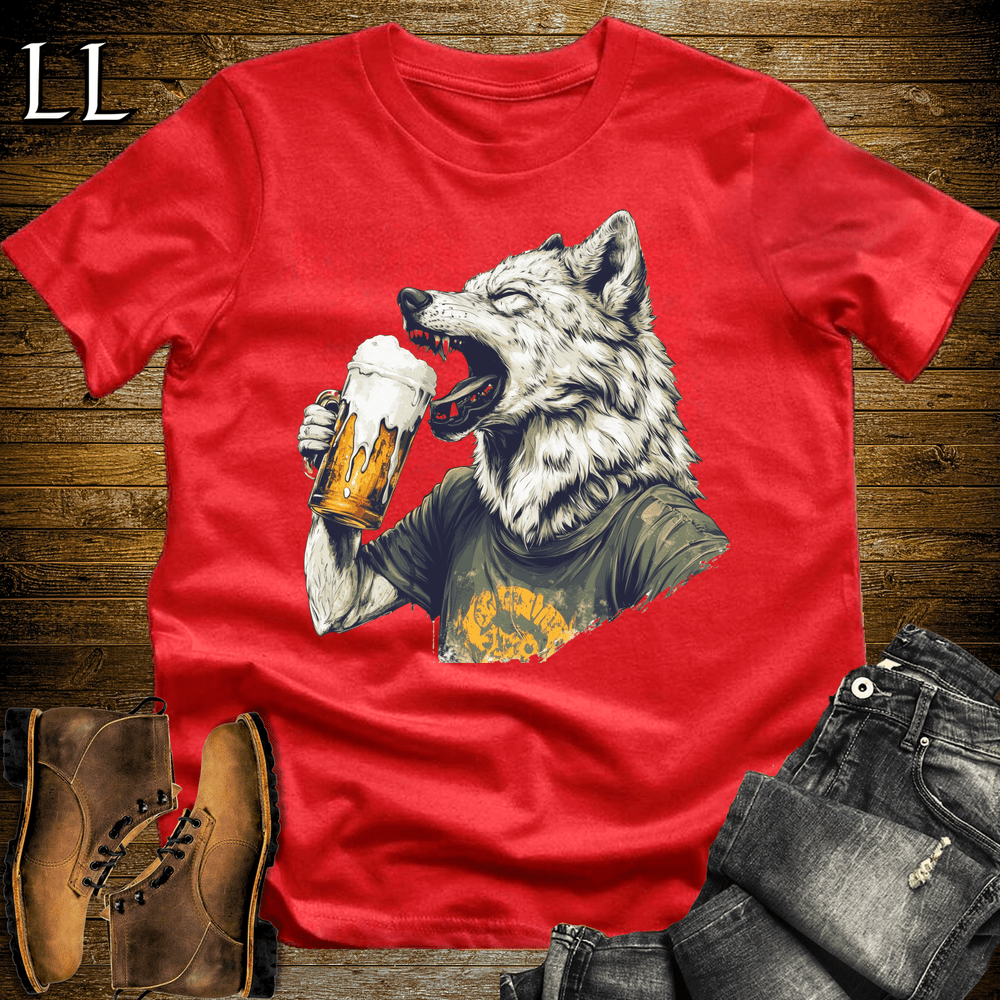 Party Animals Beer Chug Wolf - Red - LegacyLayers