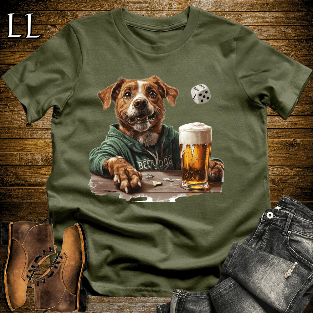 Party Animals Beer Dice Dog - Military Green - LegacyLayers