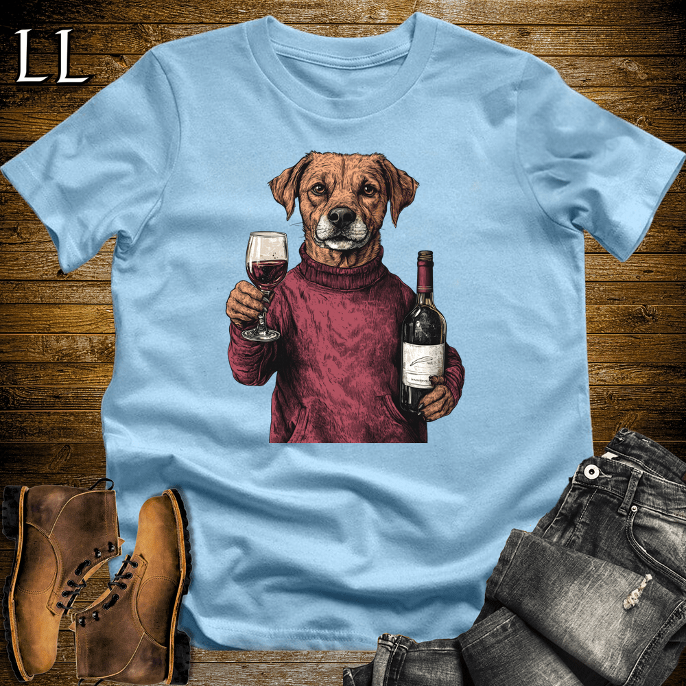 Party Animals Wine Night Dog - Light Blue - LegacyLayers