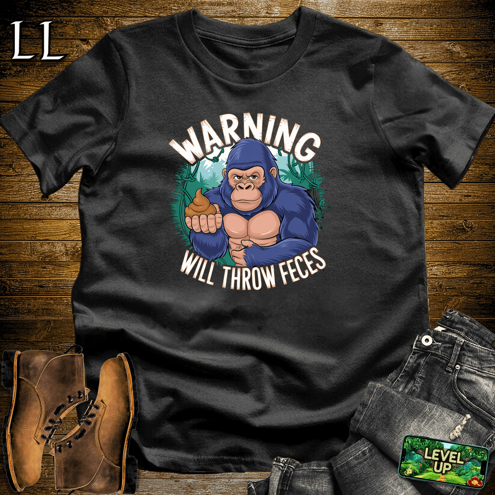 Warning Will Throw Feces Gorilla - Black - LegacyLayers