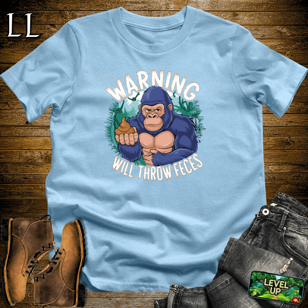 Warning Will Throw Feces Gorilla - Light Blue - LegacyLayers