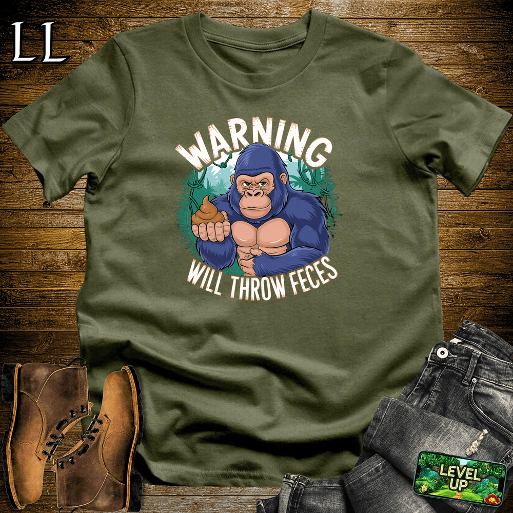 Warning Will Throw Feces Gorilla - Military Green - LegacyLayers