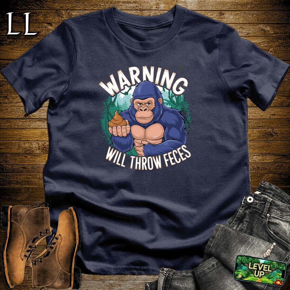 Warning Will Throw Feces Gorilla - Navy - LegacyLayers