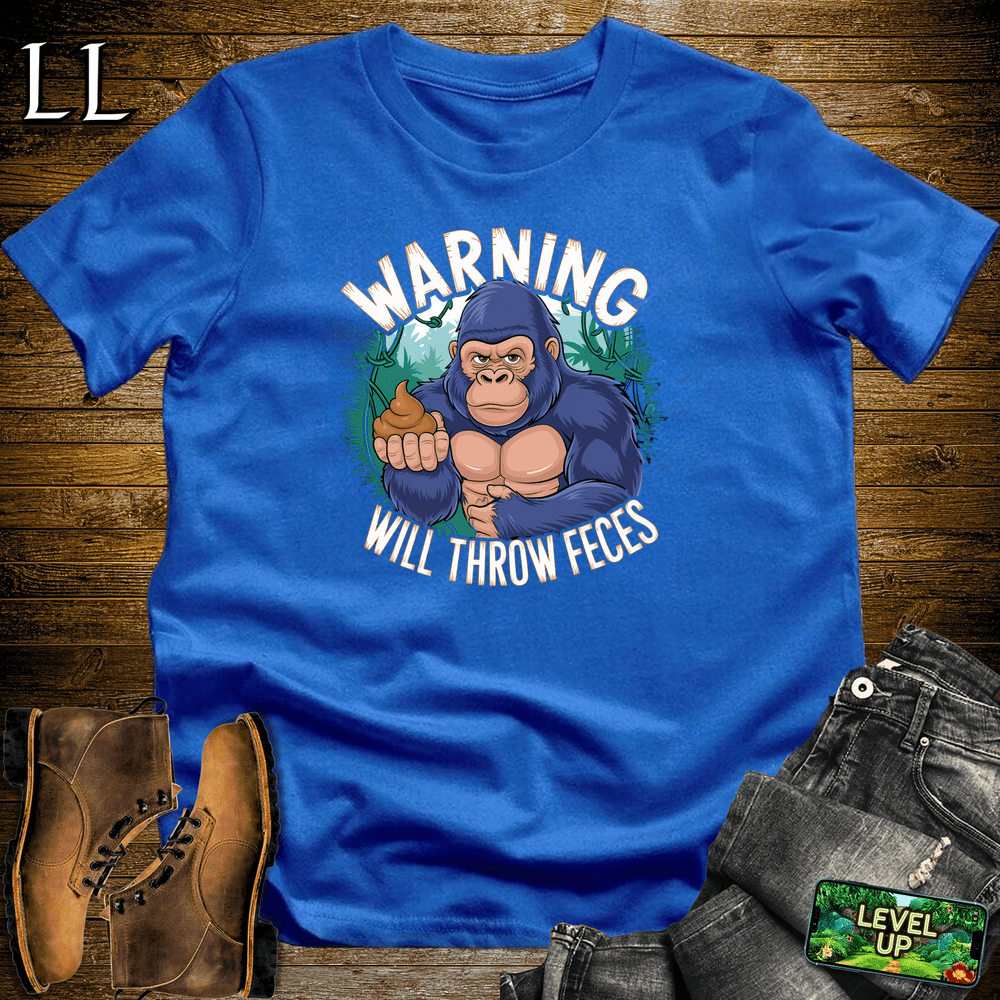 Warning Will Throw Feces Gorilla - Royal - LegacyLayers
