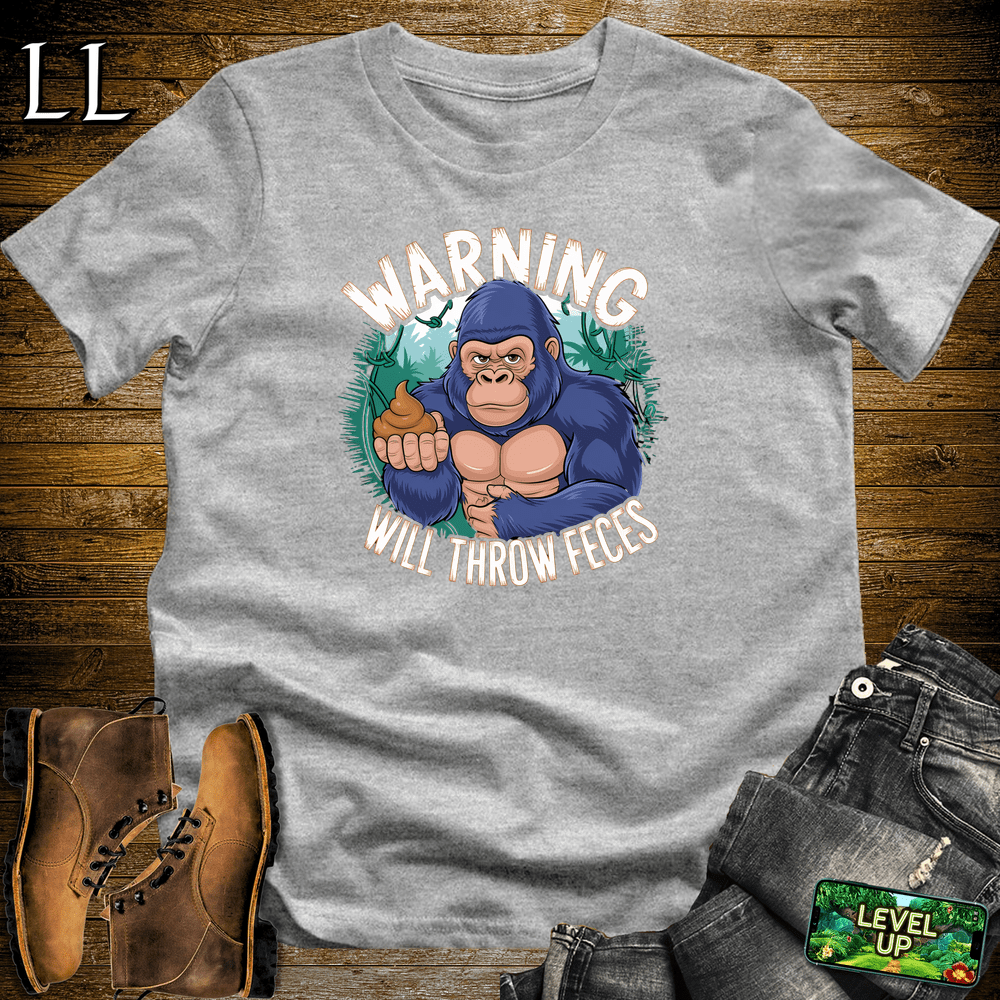 Warning Will Throw Feces Gorilla - Sport Grey - LegacyLayers