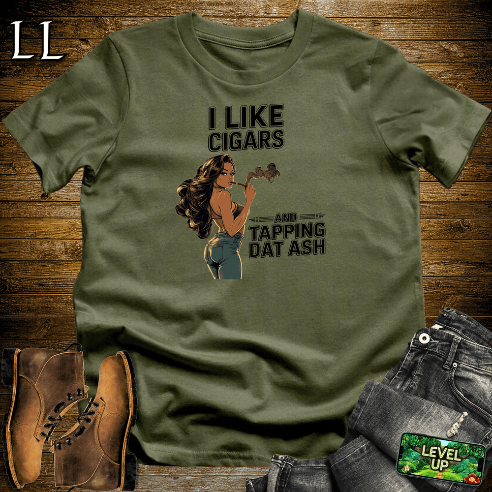 Tap Dat Ash cigar tee in Military Green by Legacy Layers
