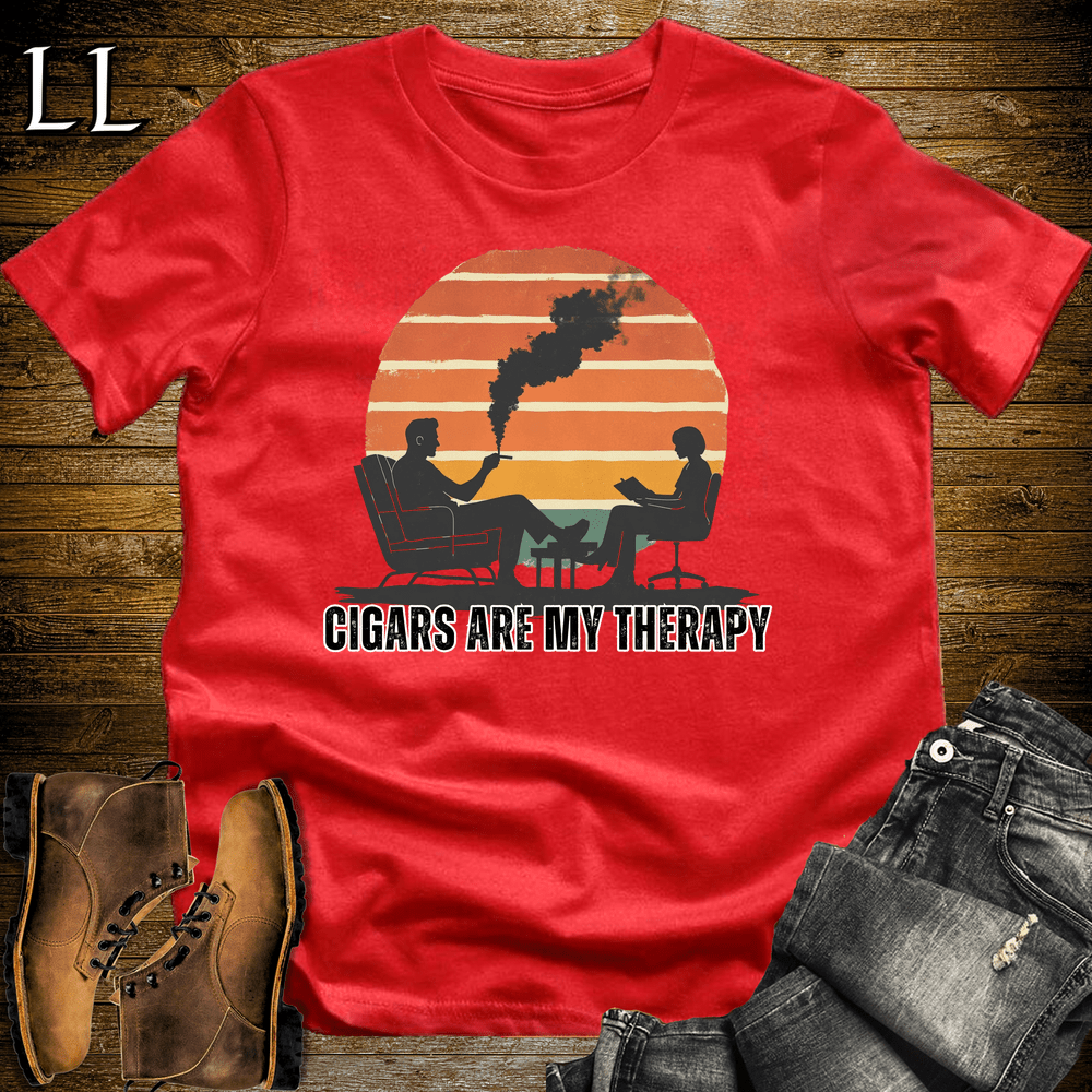 Cigars Are My Therapy cigar tee in Red by Legacy Layers