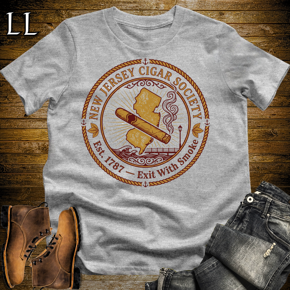 State Cigar Society T-Shirts | New Jersey Cigar Society Tee in Sport Grey