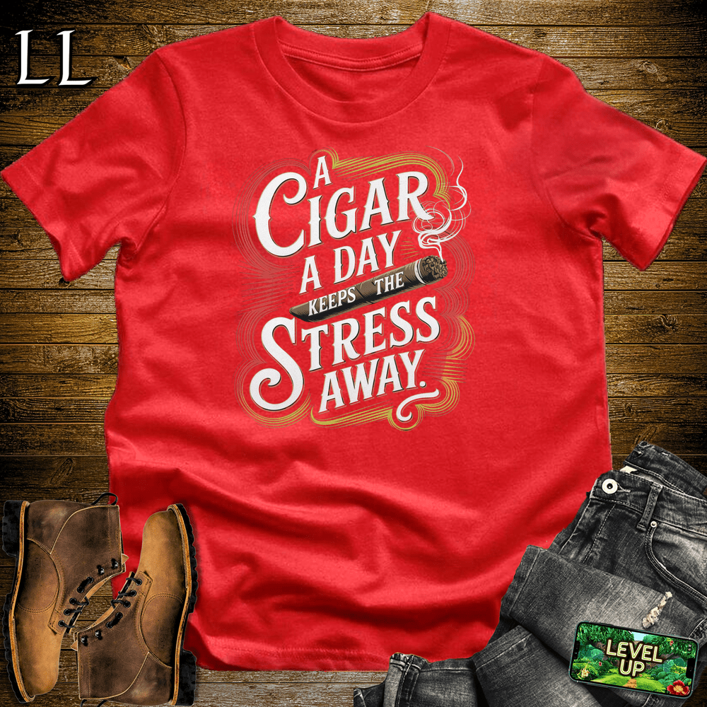 Funny Cigar T-Shirts | A Cigar A Day Tee in Red