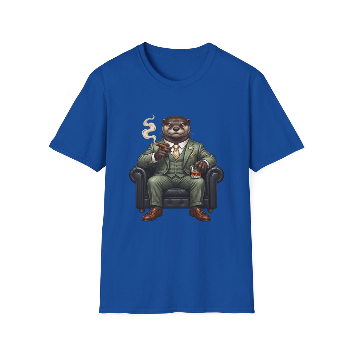 Cigar Lounge Otter T-Shirt Royal Blue | Animal Cigar Gift