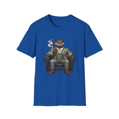 Cigar Lounge Otter T-Shirt Royal Blue | Animal Cigar Gift