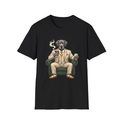 Cigar Lounge Great Dane T-Shirt Black | Dog Lover Cigar Gift