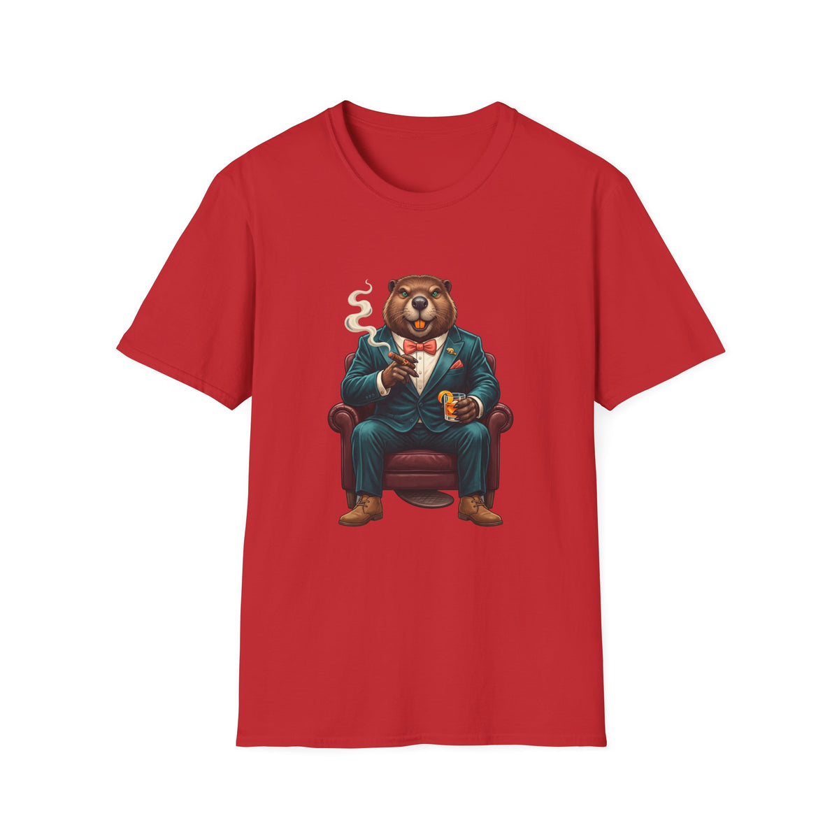 Cigar Lounge Beaver T-Shirt Red | Animal Cigar Gift