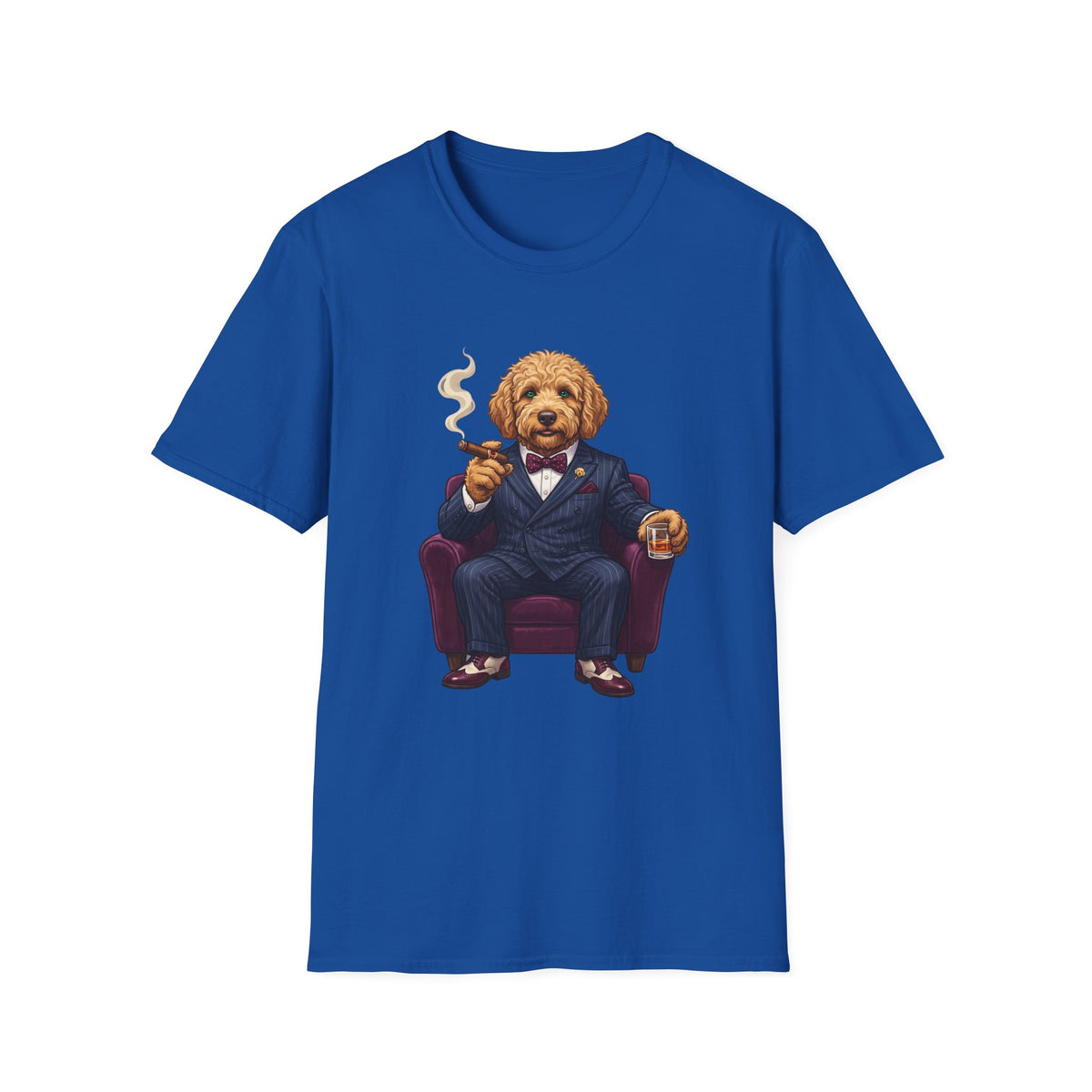 Cigar Lounge Labradoodle T-Shirt Royal Blue | Dog Lover Cigar Gift